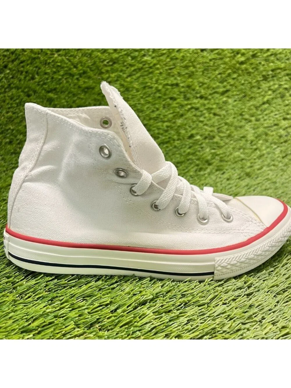 Converse Chuck Taylor All Star Hi Boys Size 3Y White Red Athletic Shoes Sneakers